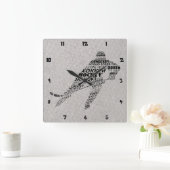 アイスホッケーランゲージズ文字アート スクエア壁時計 (ホーム)