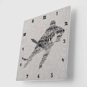 アイスホッケーランゲージズ文字アート スクエア壁時計 (傾斜)