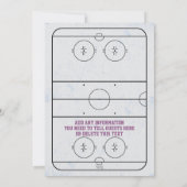 アイスホッケーリンク誕生日パーティー、パープル任意の年齢 招待状 (裏面)