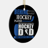 アイスホッケー信じの最初のホッケーおもしろいパパ セラミックオーナメント (右)
