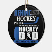 アイスホッケー信じの最初のホッケーおもしろいパパ セラミックオーナメント (左)