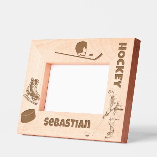 アイスホッケー名前をカスタムする レーザー彫刻フレーム (左)