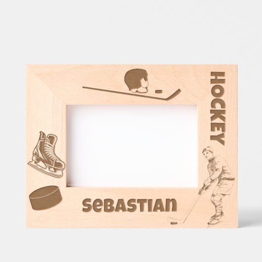 アイスホッケー名前をカスタムする レーザー彫刻フレーム (正面)