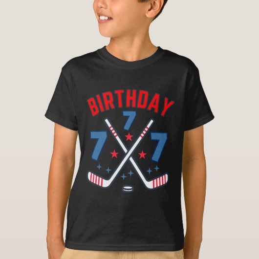 アイスホッケー好きな7歳の誕生日お祝いに！男子のための7歳の誕生日パーティー Tシャツ (正面)