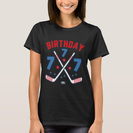 アイスホッケー好きな7歳の誕生日お祝い 男の子に Tシャツ (正面)