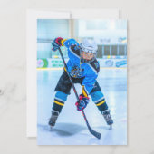 アイスホッケー子供の誕生日パーティーブルー招待状 招待状 (裏面)