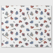 アイスホッケー氷 – スケートで滑る赤白青水色 ラッピングペーパー (フラット)