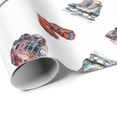 アイスホッケー氷 – スケートで滑る赤白青水色 ラッピングペーパー (ロールコーナー)