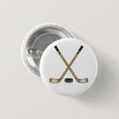 アイスホッケー用スティックおよびパックのPinbackの火炎信号 缶バッジ (正面&裏面)