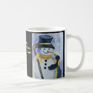 アイスホッケー用スティックのマグが付いているペンギンそして雪だるま コーヒーマグカップ