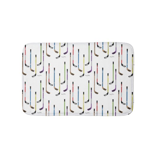 アイスホッケー用スティックの浴室のカラフル バスマット (正面)