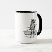 アイスホッケー用スティックを握っているマウス: 鉛筆のスケッチ マグカップ (正面右)