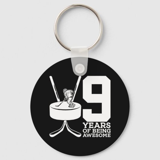 アイスホッケー素晴らしの9年目誕生日 キーホルダー (正面)