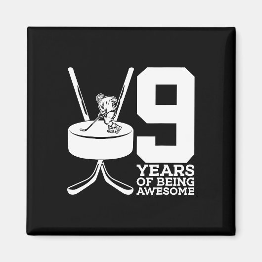 アイスホッケー素晴らしの9年目誕生日 マグネット (正面)