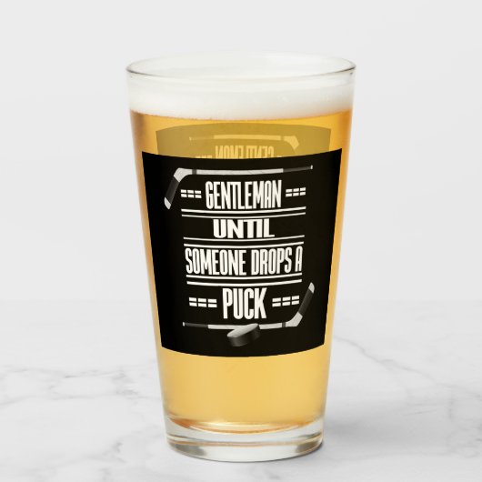 アイスホッケー紳士のユーモア タンブラーグラス (ドリンク正面)