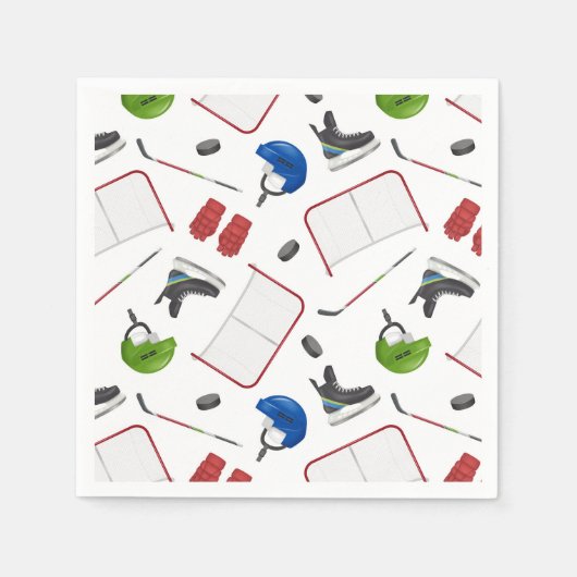 アイスホッケー誕生日パーティー スタンダードカクテルナプキン (正面)