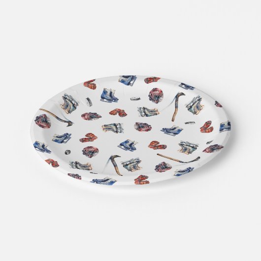 アイスホッケー誕生日プレート、アイスホッケーパーティー ペーパープレート (アングル)