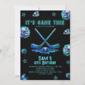 アイスホッケー誕生日招待状ボーイズパーティー 招待状 (正面)