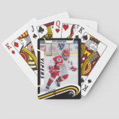 アイスホッケー選手が元気な黄色いにキープサケカスタムー トランプ (裏面)