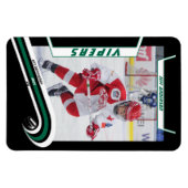 アイスホッケー選手が生き生きとしたグリーンブラックにキープサケ マグネット (横)