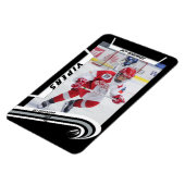 アイスホッケー選手が生き生きとしたシルバーブラックにキープサケ マグネット (左側)