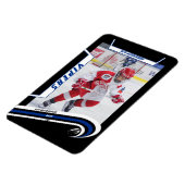 アイスホッケー選手が生き生きとしたブルーブラックでキープサケ マグネット (左側)