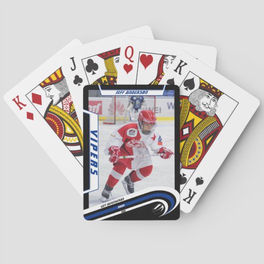 アイスホッケー選手が生き生きとした青いに姿を現カスタムす トランプ (裏面)