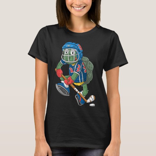 アイスホッケー選手のカメ Tシャツ (正面)