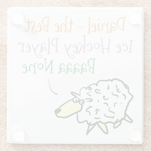 アイスホッケー選手のガラスコースターのための羊のデザイン ガラスコースター (裏面)