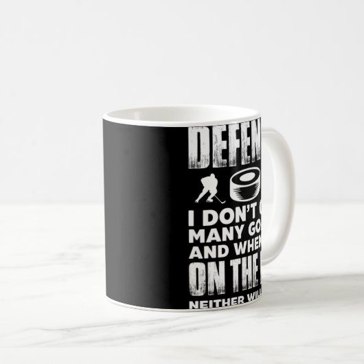 アイスホッケー選手のゴアリー防衛私は多くを得ない コーヒーマグカップ (正面右)