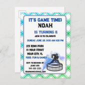 アイスホッケー選手のスポーツをテーマにした招待状のポストカード インビテーションポストカード (正面/裏面)