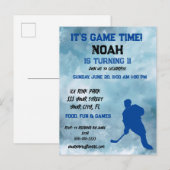 アイスホッケー選手のスポーツをテーマにした インビテーションポストカード (正面/裏面)