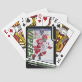 アイスホッケー選手のダイナミックなグリーンのキープサケ トランプ (裏面)