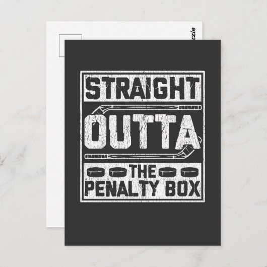 アイスホッケー選手のペナルティボックスから直接 ポストカード (正面/裏面)