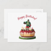 アイスホッケー選手の誕生日ケーキ ポストカード (正面/裏面)