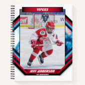 アイスホッケー選手の赤いクールのカスタム記念 ノートブック (正面)