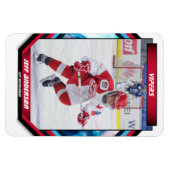 アイスホッケー選手の赤いクールのカスタム記念 マグネット (横)