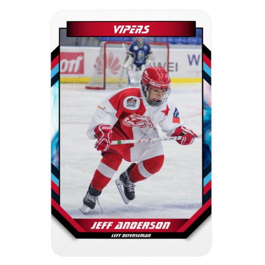 アイスホッケー選手の赤いクールのカスタム記念 マグネット (縦)