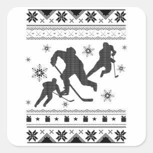 アイスホッケー選手の醜いクリスマス  ホッケーギフト スクエアシール