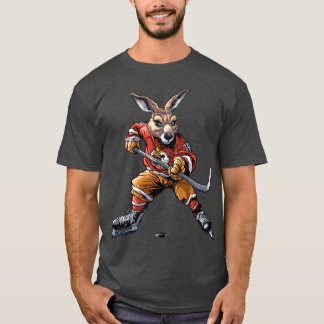 アイスホッケー選手カンガルーTシャツ Tシャツ