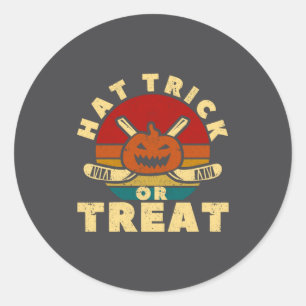アイスホッケー選手コーチハロウィンカボチャ帽子トリック ラウンドシール