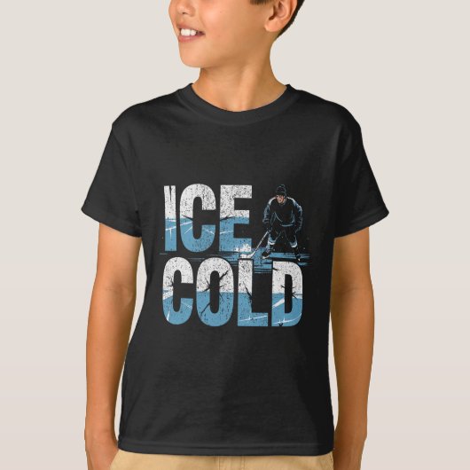 アイスホッケー選手 氷のように冷たいゲーム Tシャツ (正面)