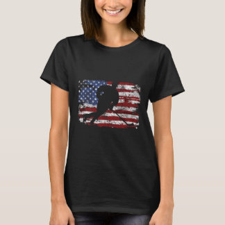 アイスホッケー選手 USA アメリカ国旗 7月4日 インナー Tシャツ