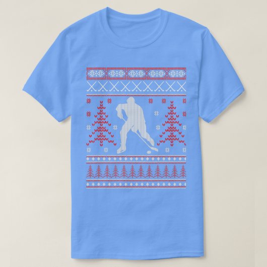 アイスホッケー醜いクリスマスセーター醜いクリスマスS Tシャツ (デザイン正面)