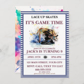 アイスホッケー開幕！スケートを履いて準備しよう 招待状 (正面/裏面)