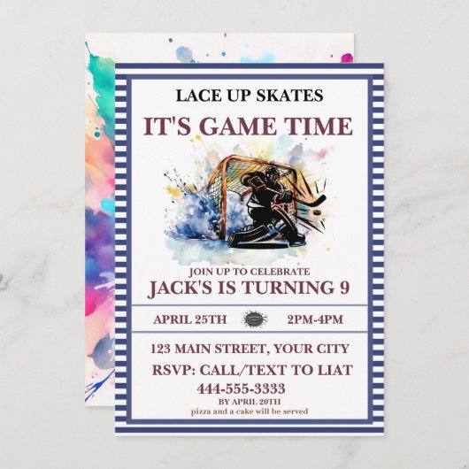 アイスホッケー開幕！スケートを履いて準備しよう 招待状 (正面/裏面)