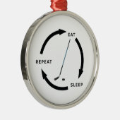 アイスホッケー食べスリープリピートスポーツファンことわざ メタルオーナメント (右)