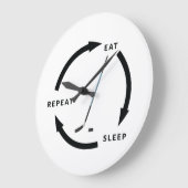 アイスホッケー食べスリープリピートスポーツファンことわざ ラージ壁時計 (傾斜)