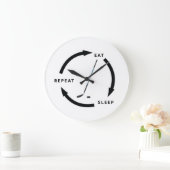 アイスホッケー食べスリープリピートスポーツファンことわざ ラージ壁時計 (ホーム)