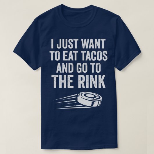 アイスホッケー食べ選手タコスがリンクへ Tシャツ (デザイン正面)